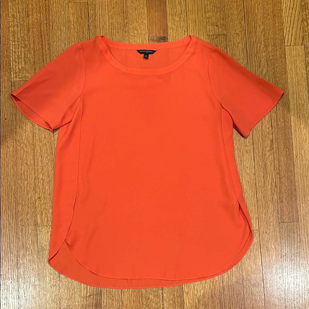 Banana Republic Vibrant Orange Short Sleeve Top Size Medium